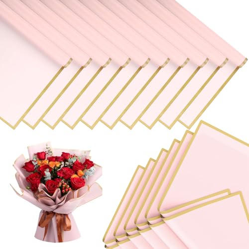 Boeket van 20 stuks, cadeaupapier, bloemenpapier, waterdicht, voor bloemen, bruiloft, verjaardag (roze)