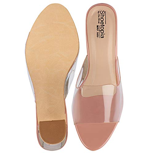 Image of Shoetopia Womens /Girls Transparent Solid Block Heels