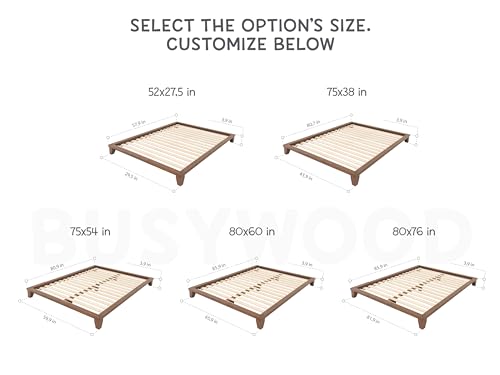 BUSYWOOD Japanese Style Bed Frame - Twin Toddler Bed Frame with Legs - Toddler Full Size Bed - Bed Base Queen - Solid Wood Platform Bed King - Bed Frame Wood - Platform Toddler Bed - Low Bed Frame - Thumbnail 4