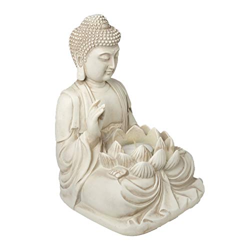 Bella Haus Design 10344 Buddha Tealight Candle Holder Statue – 8.5 Inch Tall Polyresin thumb #4
