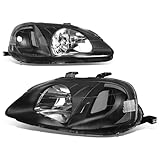 For Honda Civic EJ EK EM Pair of Black Housing Clear Corner Headlight Lamp Kit Replacement