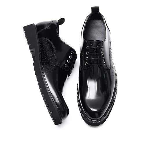 Business Casual Shoes for Men Premium Patent Leather Oxfords with Anti-Slip Sole Versatile Dress Shoes for Office, Weddings and Daily Wear