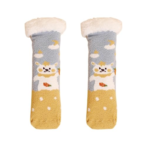 Los regalos para mujer suaves y divertidos con diseño animal de microfibra, calcetines cómodos y cálidos de invierno, azul claro, Talla única