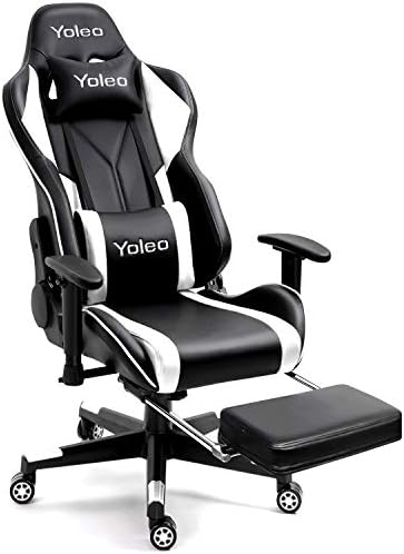 YOLEO Gaming Chair Ergonomic Computer Gaming Chair Adjustable Armrest High Back Office Chair Mute Casters Desk Chair with Lumbar Support and Headrest, Recliner Chair BIFMA Certified