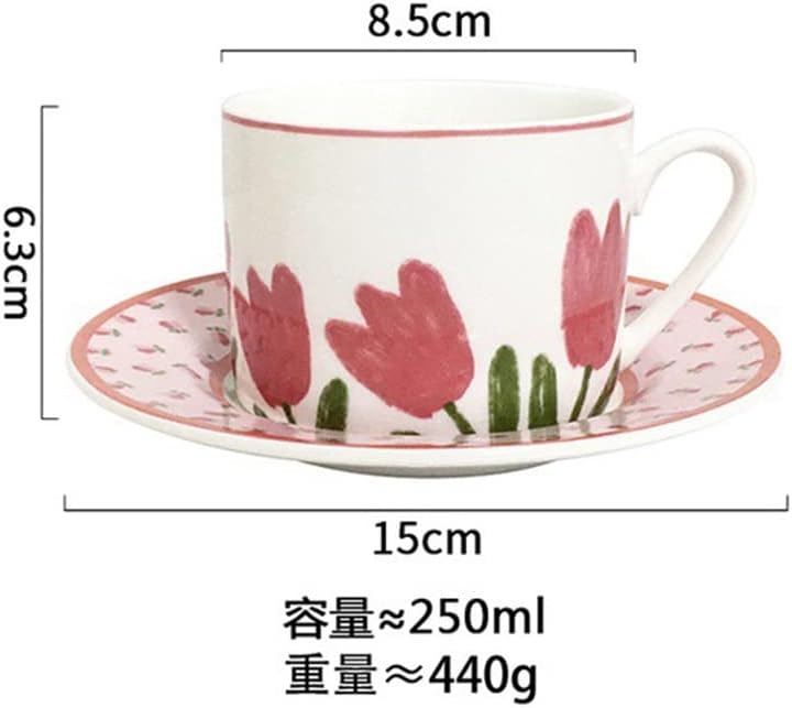 Ceramic Coffee Cup And Saucer Ins High-value Retro Girl Heart Afternoon Tea Plate