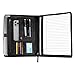 LEATHER VILLAGE Leather Portfolio Organizer - Professional Business Padfolio for Men & Women - Stylish Document Card Holder, Folio for A4/Letter Size Writing Legal Pad, Black