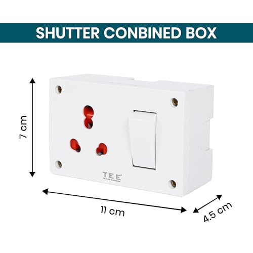 Image of Combined Box 16Amp with Universal Socket, Master Switch & Safety Shutter- 240V Power Utility Box for Home, Office, Appliances- Without Wire, 6 Month Warranty(SHUTTER CONBINED BOX)