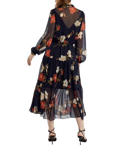 Image of SIXDO G-Wine Floral Voile Flared Dress for Women 2025, Long Maxi Dress, Flowy Sleeveless Fall Casual Dress, Maxi Dresses