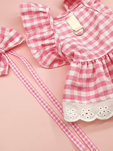 Qwinee Cute Dog Dress Ruffle Trim Cat Lace Princess Dresses With Bow Decor Puppy Tutu Skirt Holiday Party Costume Outfit For Small And Medium Cats Dogs Kitten Pink A Small #TOP3