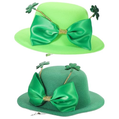 Healeved 2 Stück Haarspangenhut St. Patrick'S Day Mini Zylinder Hut Mit Kleeblatt Haarspange Koboldhut Grün Karneval Haarschmuck Für Festliche Anlässe