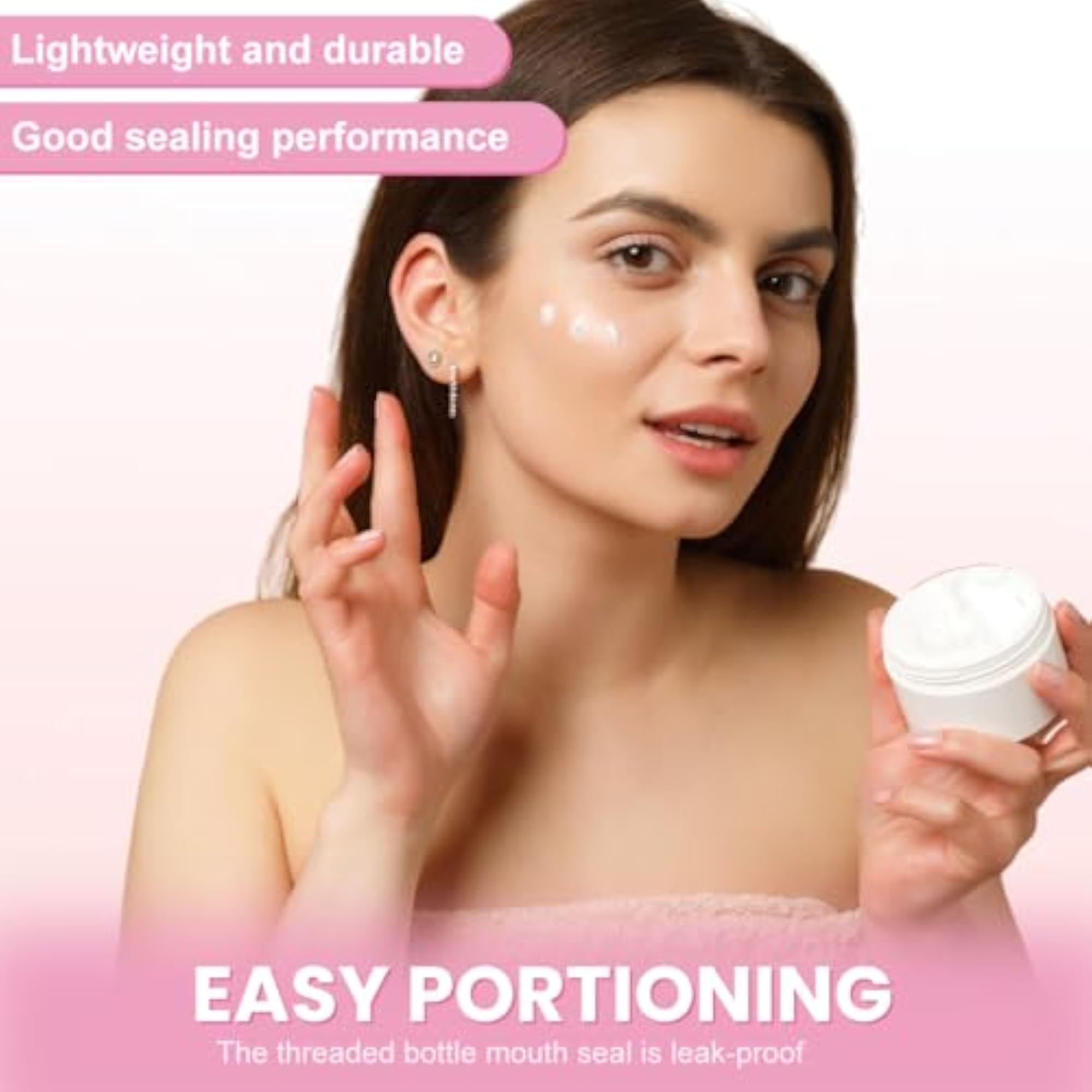 6Pcs Refillable White Plastic Cosmetic Sample Jars