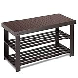 Comhoma Bamboo 3-Tier Shoe Rack Bench-2021 Upgrated Shoe Organizer Shelf,Entryway Bench with Shoe...