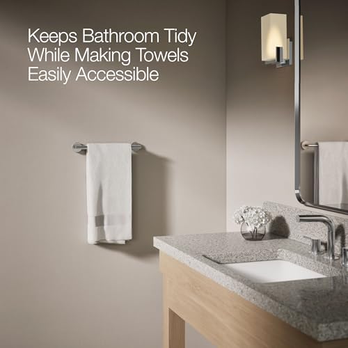 KOHLER K-27288-CP Elate® 12" Towel Bar, Minimalist Design, Premium Durable Metal, Corrosion Resistant, Polished Chrome by Kohler - Used condition - Image 3
