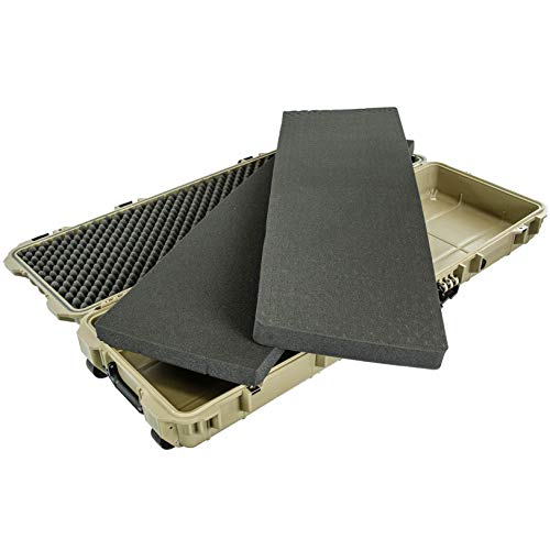 Eylar 38" Inch Protective Roller Rifle Hard Case With Foam, Waterproof & Crushproof, Two Rifles Or Multiple Guns, Pressure Valve With Lockable Fittings Tan #TOP4