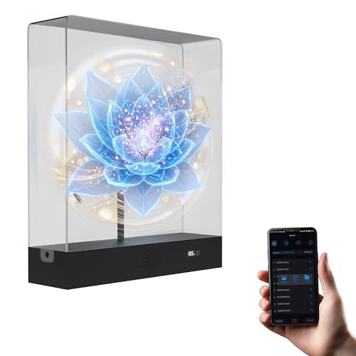 3D Hologram Fan with Cover, 3D Holographic Projector with App Control Customized, Glasses-Free 3D Crystal Photo Video Gifts with Speaker, 384 LED Beads for Advertising, Wife Husband, Memorial Keepsake
