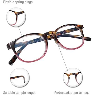 EYEGUARD 4 Pack Reading Glasses Blue Light Blocking Spring Hinge Women Readers