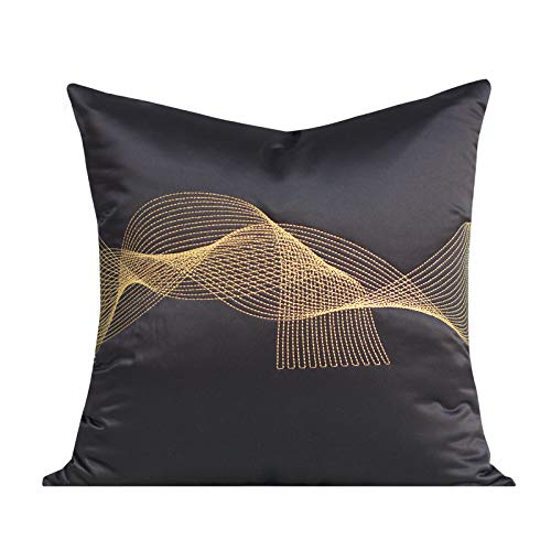 Fundas de Cojín Decorativa Línea de Oro Bordado Dormitorio Sofá Decorado Funda de Almohada Cuadrada A 45 * 45 cm (Incluye Relleno)