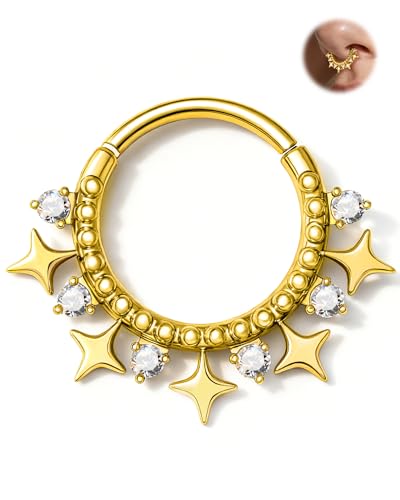 Jewseen 16G �X�^�[�Z�v�^�������O 8mm 316L �T�[�W�J���X�`�[�� �S�[���h �Z�v�^�� �W���G���[ �w���b�N�X �_�C�X �C�������O �����p �X�e�����X�X�`�[�� �_�C�X �s�A�X �W���G���[