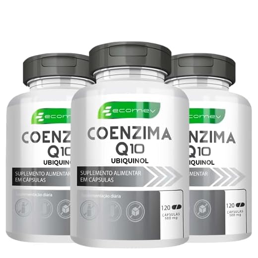 3Un Coenzima Q10 Ubiquinol 100% Puro 500mg Maxima Absorção 360Cáps Ecomev