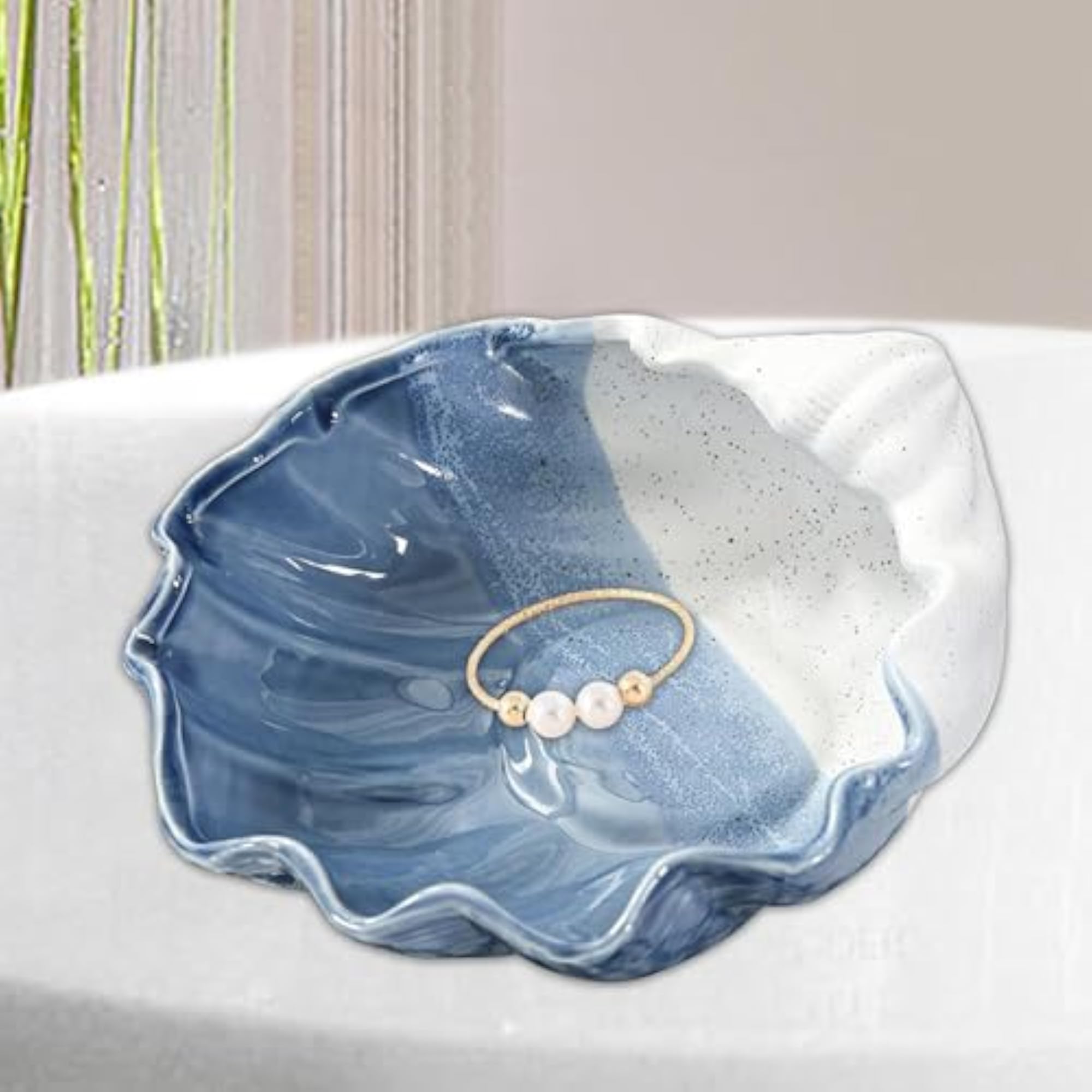 Small Seashell Ceramic Jewelry Dish Holder
