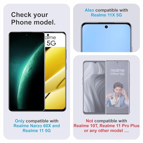 Image of Military-Grade Gorilla Tempered Glass Screen Protector for Realme 11 5G / 11X 5G / Narzo 60X 5G (High Clarity) Full Screen Coverage, Scratch & Shockproof with Easy Installation Kit