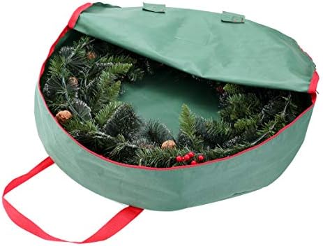 76.2cm Wreath Storage Bag (2 Pack)  Artificial Christmas Wreaths, Christmas Wreath Storage Container with 600D Oxford Material, Dual Zipper, Carry Handles, Labeling Card Slot (30 Inch)