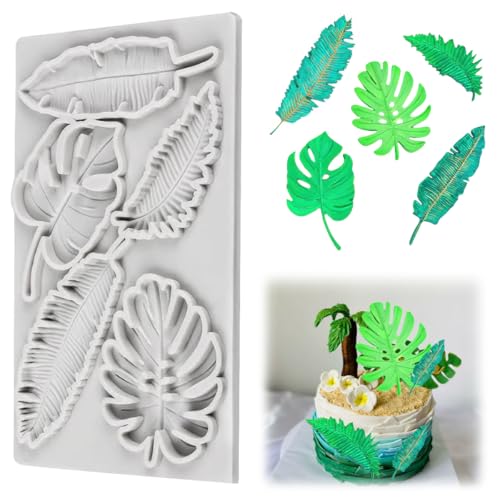 Stampo Decorare Torte Tappetino, 12x20cm Foglie Forma Torta, Forma di Foglie 3D Stampo in Silicone,Stampi Silicona Picoligelati,per Caramelle per Pasta di Zucchero, Cioccolato, Fondente, Burro, Sapone