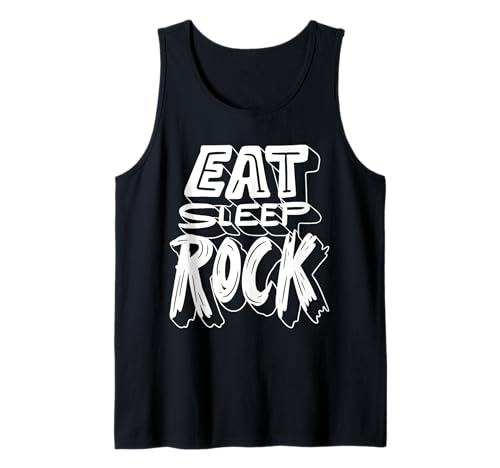 Eat Sleep Rock Funny Rock N Roll Music Lover Band Guitarra Hombres Camiseta sin Mangas