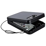 Dalmbox Portable Gun Safe for Pistols with Combination Lock Handgun Lock Box for Nightstand, Travel , Home, Car, Truck (9.4'X 6.4' X 1.8')