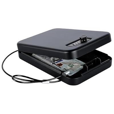 Dalmbox Portable Gun Safe for Pistols with Combination Lock Handgun Lock Box for Nightstand, Travel , Home, Car, Truck (9.4"X 6.4" X 1.8")