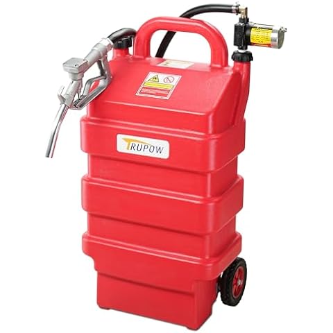 TRUPOW 16 Gallon Fuel Caddy, Portable Fuel Storage Tank with Wheels, Gas Caddy with 12V DC Self-priming Gasoline Oil Fuel Transfer Reverse Pumping Pump for Cars, Lawn Mowers, ATVs, Boats & More Cover