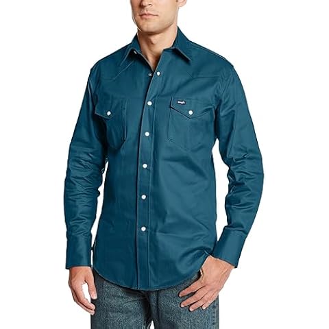 Wrangler Men's Dark Teal Button Down Shirt Cover