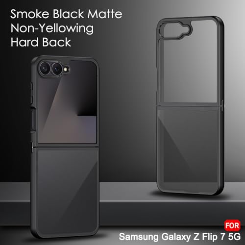 Image of TheGiftKart Ultra-Hybrid Shockproof Back Cover Case for Samsung Galaxy Z Flip 7 5G | Hard Back Case Cover for Samsung Galaxy Z Flip7 5G (PC & TPU, Translucent Smoke Matte Back, Black Sides)
