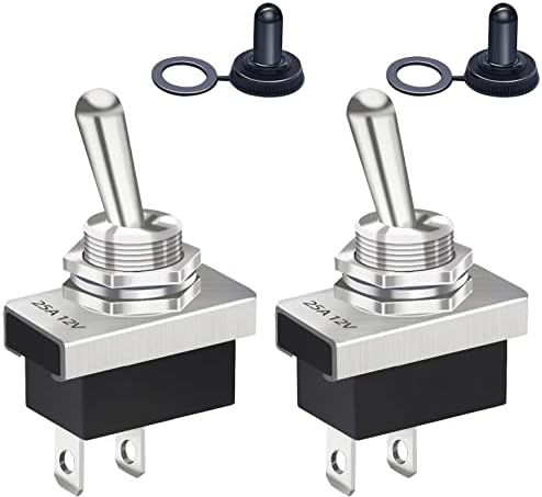 Taiss/2PCS Toggle Switch 12V 25A SPST ON/Off 2Pin 2 Position with Upgrade Waterproof Cover Cap for Auto Car KN3D-101+MZ