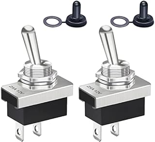 Taiss/2PCS Toggle Switch 12V 25A SPST ON/Off 2Pin 2 Position with Upgrade Waterproof Cover Cap for Auto Car KN3D-101+MZ