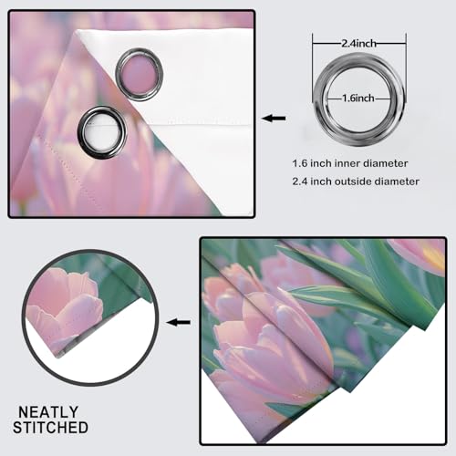 Rideau occultant champ de tulipes roses pour deco salon et chambre | 140x160cm - 6