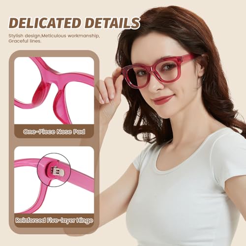 Image of JiSoo Oversized Reading Glasses for Women Men, Stylish Designer Readers Women with Large Frame