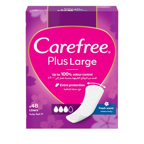 Carefree Panty Liners Plus Large Fresh Scent 48pcs The New Fast Absorbing Cover for Enhanced Comfort and Protection Discreet and Reliable for Everyday Use