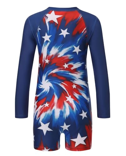 Image of Girls One Piece Swimsuits for Girls Long Sleeve Bathing Suit Sun Protection Rash Guard with Front Zipper 3-16 Years