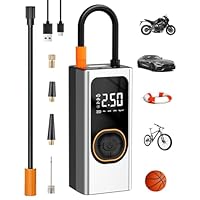 Elektrische Luchtpomp 4000 MAh, Fietspomp 150 Psi Met Bandenspanningsmeter Draagbare Accucompressor Mini Bandenpomp Voor Autos Motorfietsen Fietsen Ballen Usb Powerbank Multifunctioneel