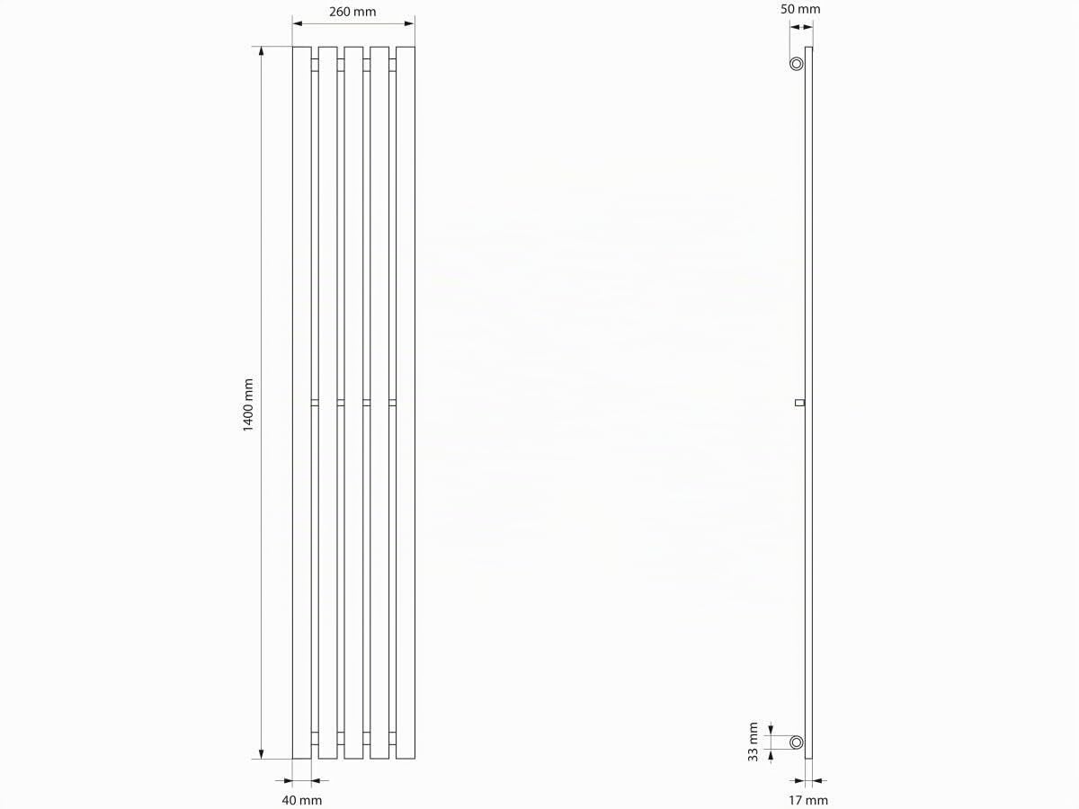 ECD Germany Stella Design Radiador de panel - 260 x 1400 mm - Blanco - Radiador toallero agua calefaccion - Calentador de baño - Calefaccion de pared - No eléctrico -
