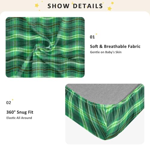 Drap de lit bébé en coton doux vert extensible pour éviter les plis inconfortables - 6