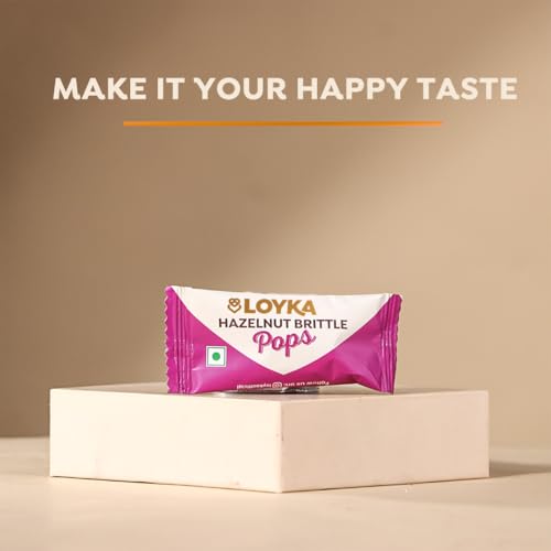 Loyka Hazelnut Brittle Pops - 14 pcs | Premium Chocolate Gift Hamper | Choco & Nut Dryfruit Delicacy | Roasted Hazelnuts (45%), Dark Choco & Salted Caramel | Any-time snack