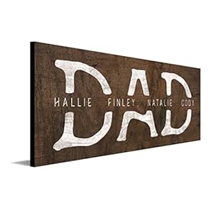 Personal Prints | DAD & Children Personalized Father’s Day Sign | Customized Gift for Dad from the Kids | Unique Custom Framed Canvas or Wood Block | Father’s Day Gift. (6.5″x18″ Block Mount)