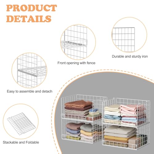 Image of Yociyoga 8-Tier Stackable Closet Organizers and Storage Shelves, Foldable Closet Shelf Organizer, Stackable Storage Bins Drawers for Closet Organizer System, White(Patent No. 30022416)