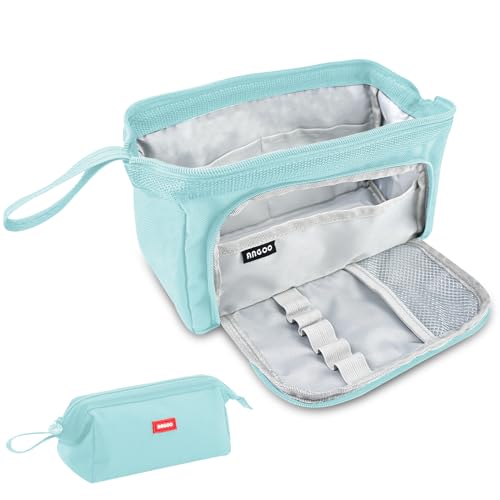 Ceisazira Estuche Escolar, Estuches Escolares Niñas Niños Adolescentes, Pencil Case, Cartuchera Escolare con Compartimentos, Bolsa Lápiz Gran Capacidad Bolígrafos, Pinceles, Menta Bolsa de Lona