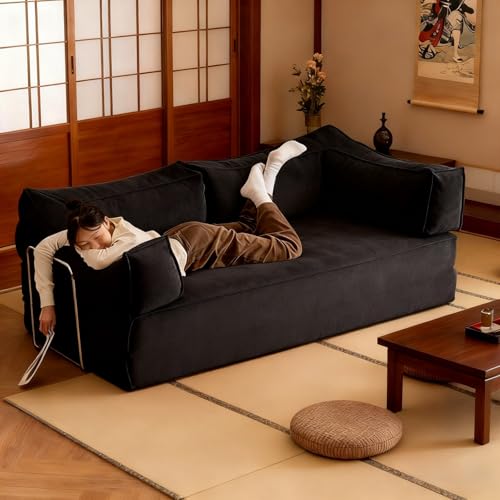 MBBTAG ソファーベッド セミダブル 折りたたみ リクライニング コンパクト設計 カウチソファ 座椅子ソファー 組立て不要 完成品 圧縮梱包 軽量 高反発ウレタン 65D密度 洗える取り外し可能カバー ローソファ フロアソファ 一人暮らし ワンルーム