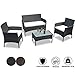 Produktbild wolketon Gartenmöbel Set Poly Rattan Balkonmöbel Sitzgruppe Schwarz Langlebig Lounge Set Mit 2-er Sofa, Singlestühle, Tisch und Sitzkissen