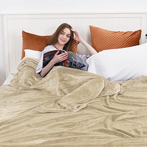 Phf Ultra Soft Fleece Blanket Queen Size, No Shed No Pilling Luxury Plush Cozy 300Gsm Lightweight Blanket For Bed, Couch, Chair, Sofa Suitable For All Season, 90" X 90", Khaki #TOP6