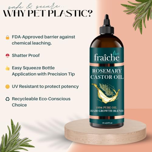 Live Fraiche Rosemary Castor Oil for Hair Growth & Scalp Health 16oz — view 7